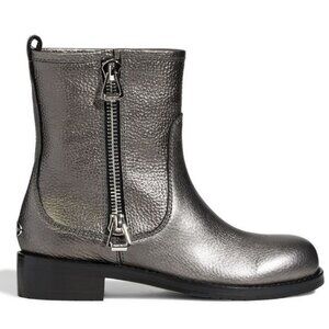JIMMY CHOO Dondo Metallic Grainy Calf Leather Biker Boots
